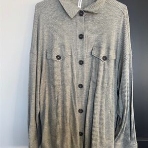 Zenana Outfitters Sage Green Ribbed Collared Top